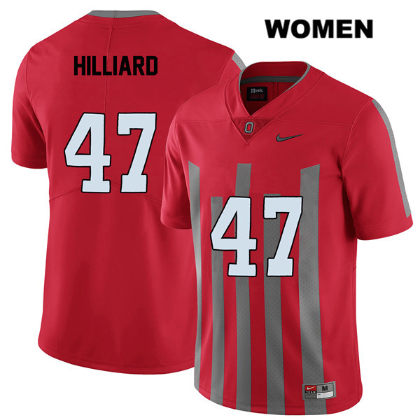 Ohio State Buckeyes Women's Justin Hilliard #47 Red Authentic Nike Elite College NCAA Stitched Football Jersey PK19A01XM